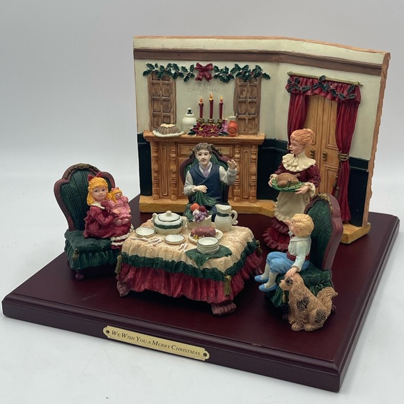 VTG 7pc Hand Painted Resin Night Before Christmas Victorian Family Dinner Scene - Picture 4 of 16